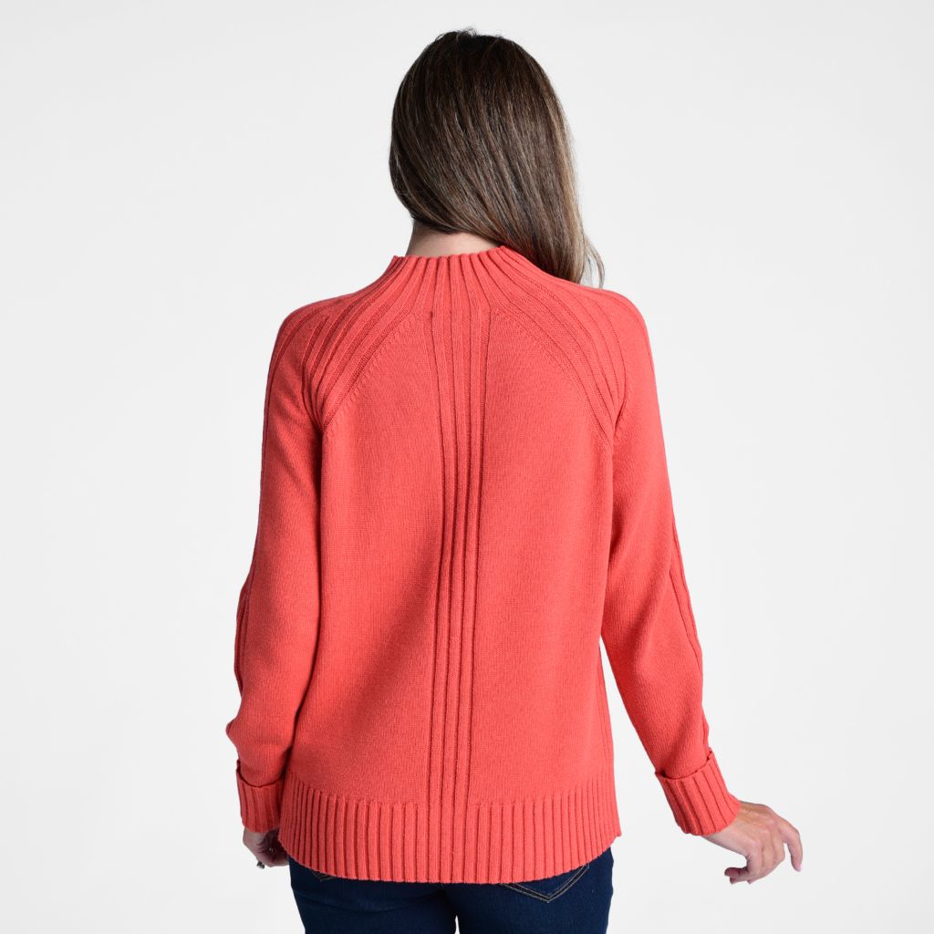 Christopher & Banks Rib Detail Mock Neck Sweater