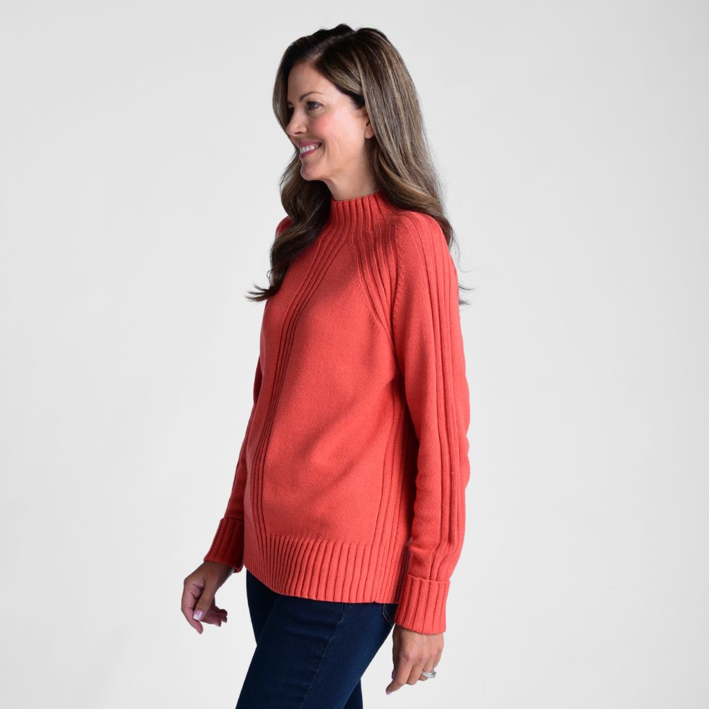 Christopher & Banks Rib Detail Mock Neck Sweater