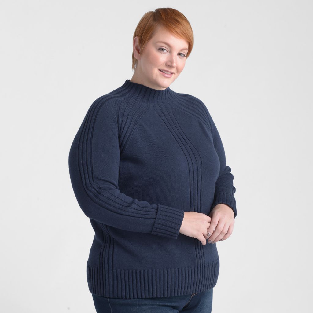 Christopher & Banks Rib Detail Mock Neck Sweater