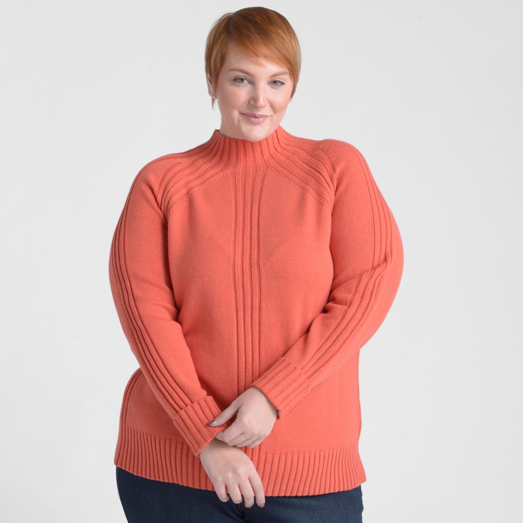 Christopher & Banks Rib Detail Mock Neck Sweater