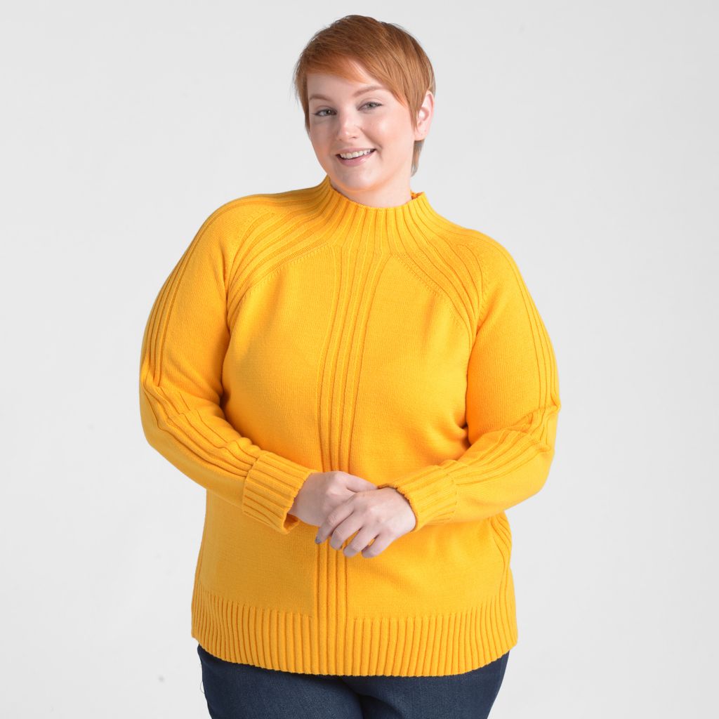 Christopher & Banks Rib Detail Mock Neck Sweater