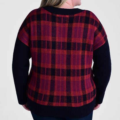 Christopher & Banks Plaid V Neck Sweater
