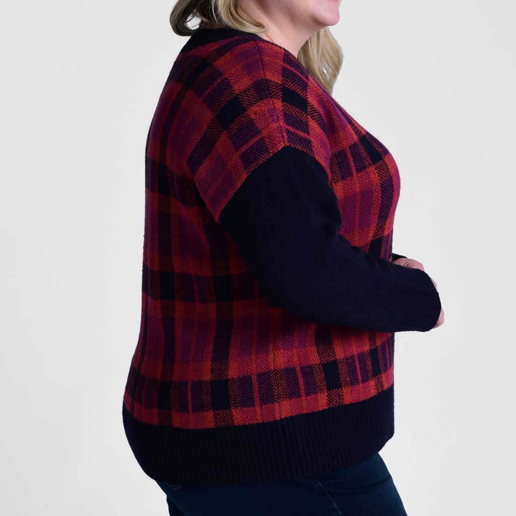 Christopher & Banks Plaid V Neck Sweater