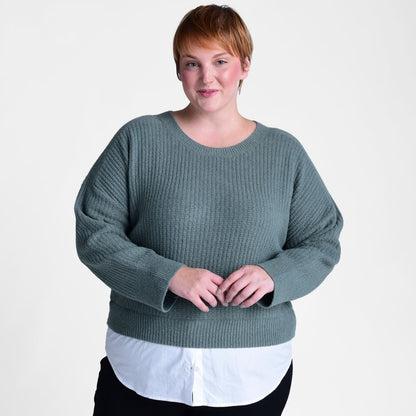 Christopher & Banks Ribbed Crew Neck Two Fer