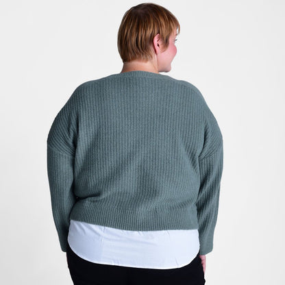 Christopher & Banks Ribbed Crew Neck Two Fer