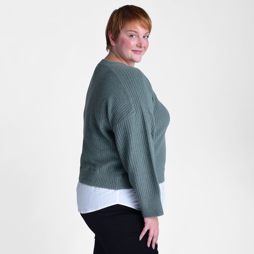 Christopher & Banks Ribbed Crew Neck Two Fer