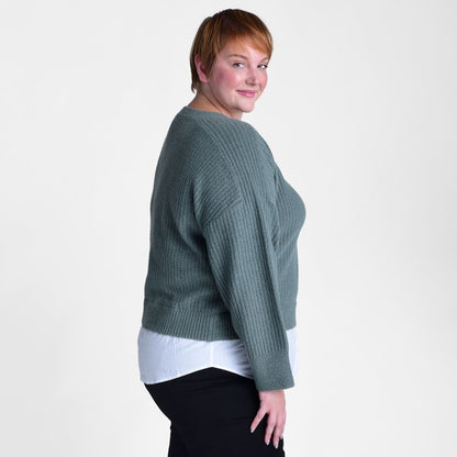 Christopher & Banks Ribbed Crew Neck Two Fer