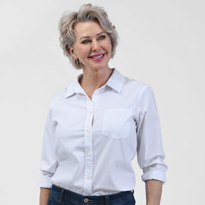 Christopher & Banks Women's Button Front Boyfriend Shirt