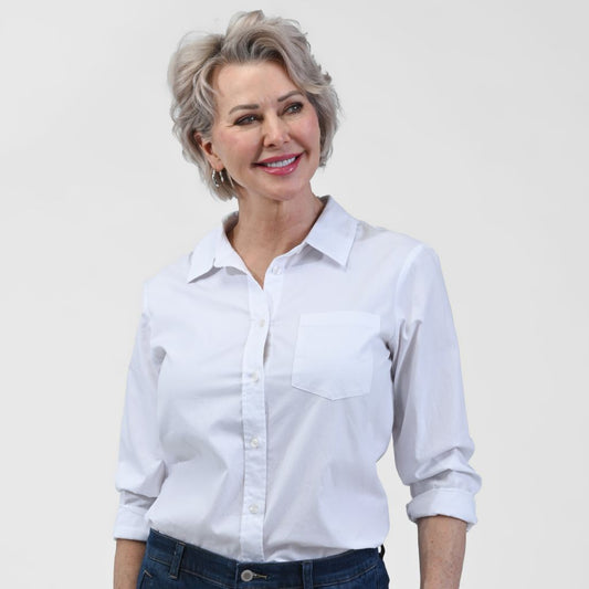 Christopher & Banks Women's Button Front Boyfriend Shirt