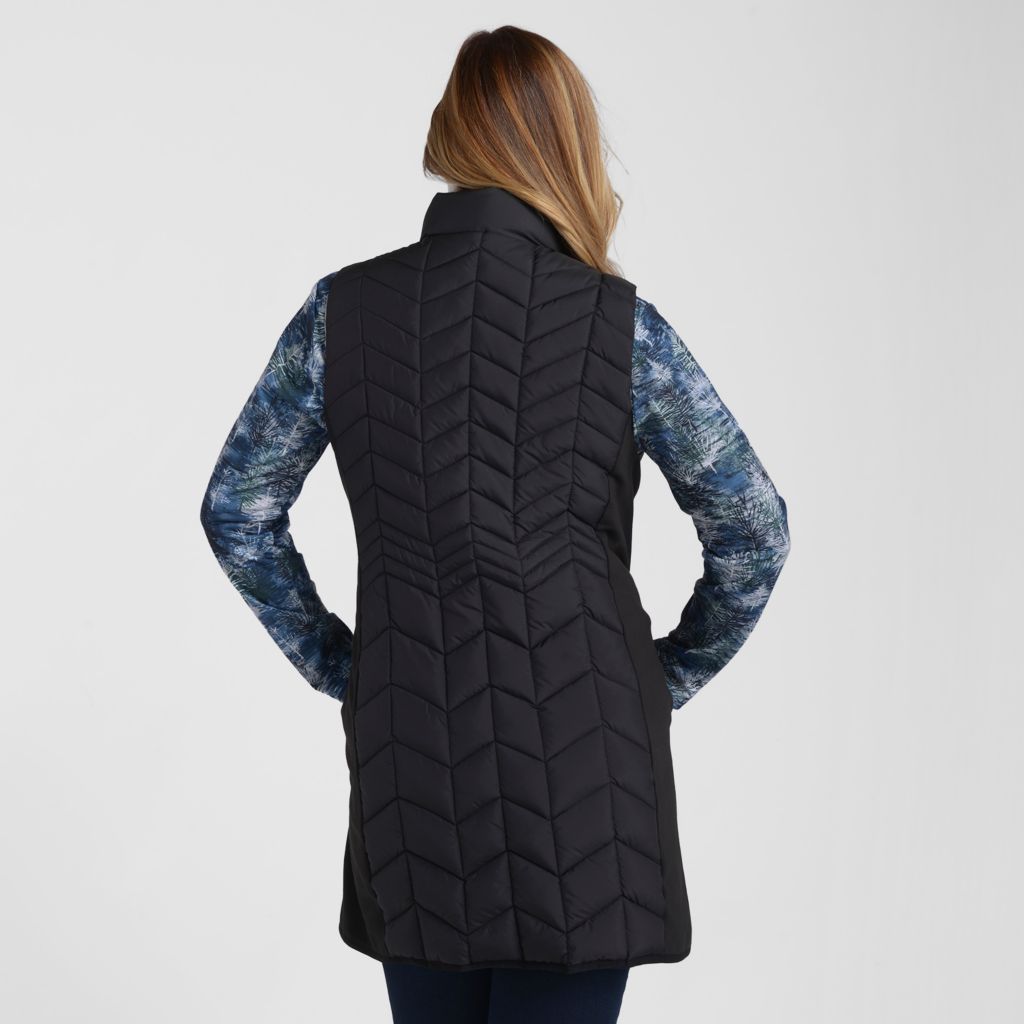 Christopher & Banks Mock Neck Quilted Long Vest