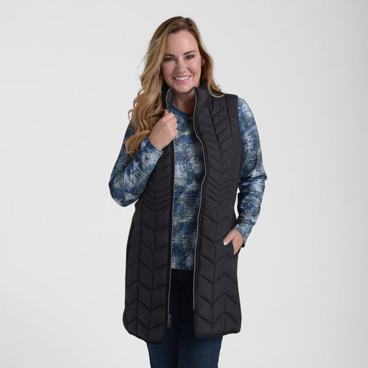Christopher & Banks Mock Neck Quilted Long Vest