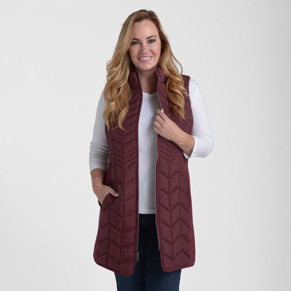 Christopher & Banks Mock Neck Quilted Long Vest