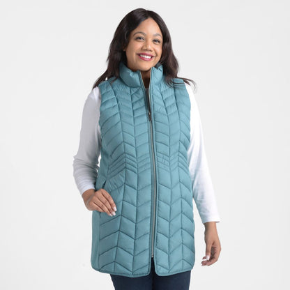 Christopher & Banks Mock Neck Quilted Long Vest