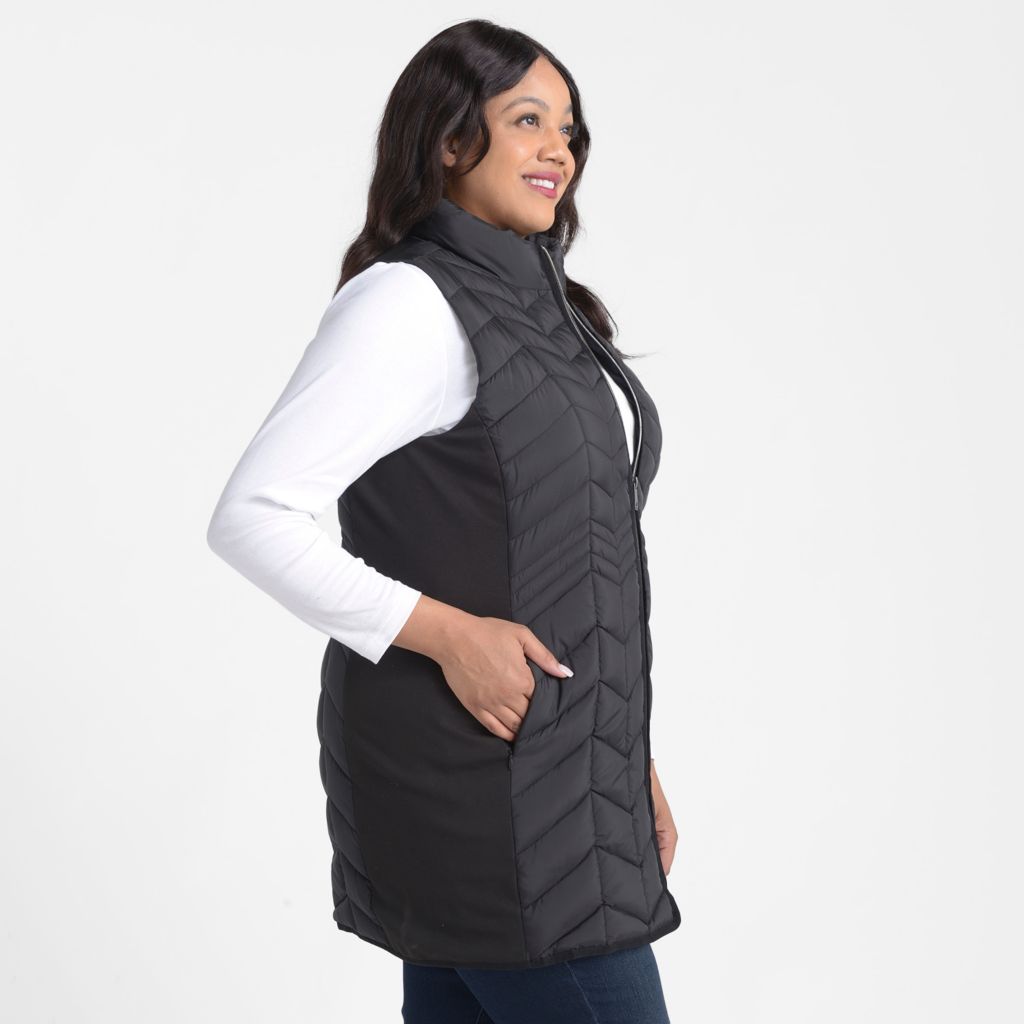 Christopher & Banks Mock Neck Quilted Long Vest