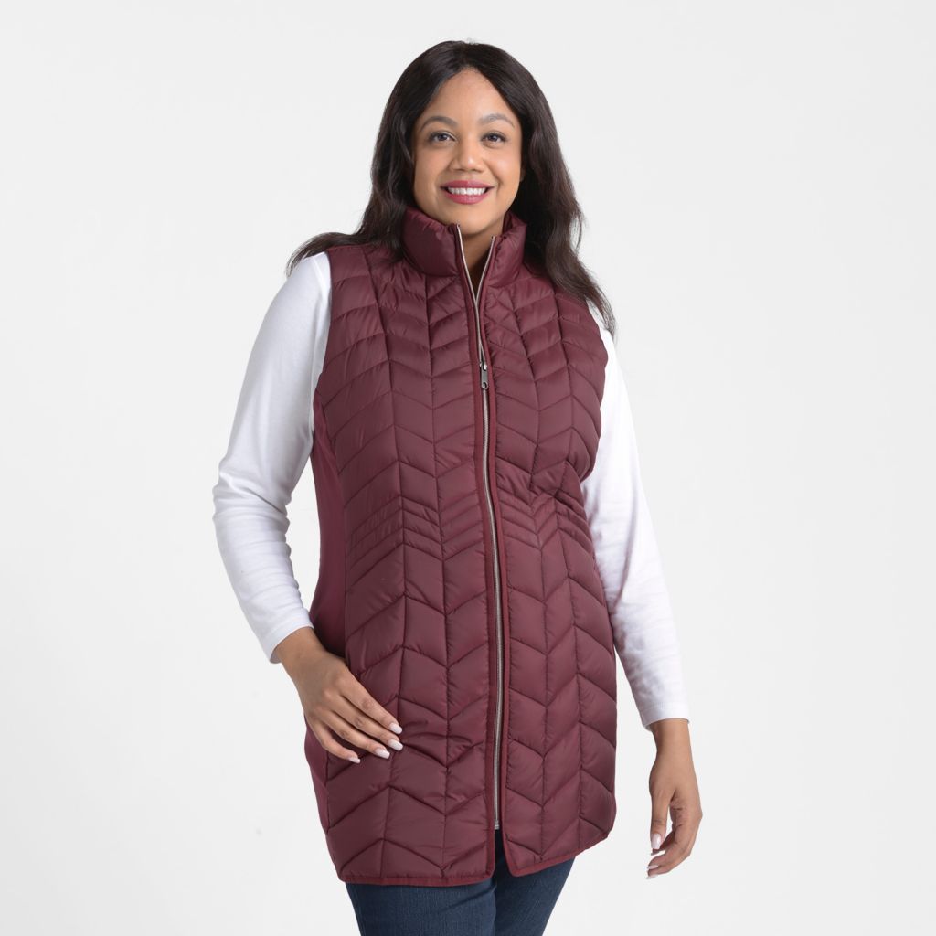 Christopher & Banks Mock Neck Quilted Long Vest