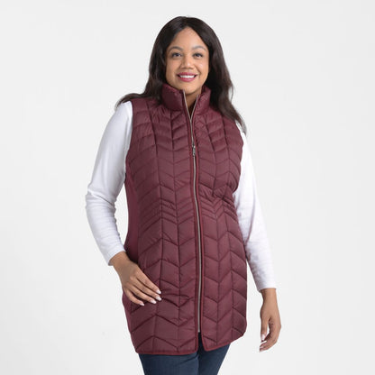 Christopher & Banks Mock Neck Quilted Long Vest