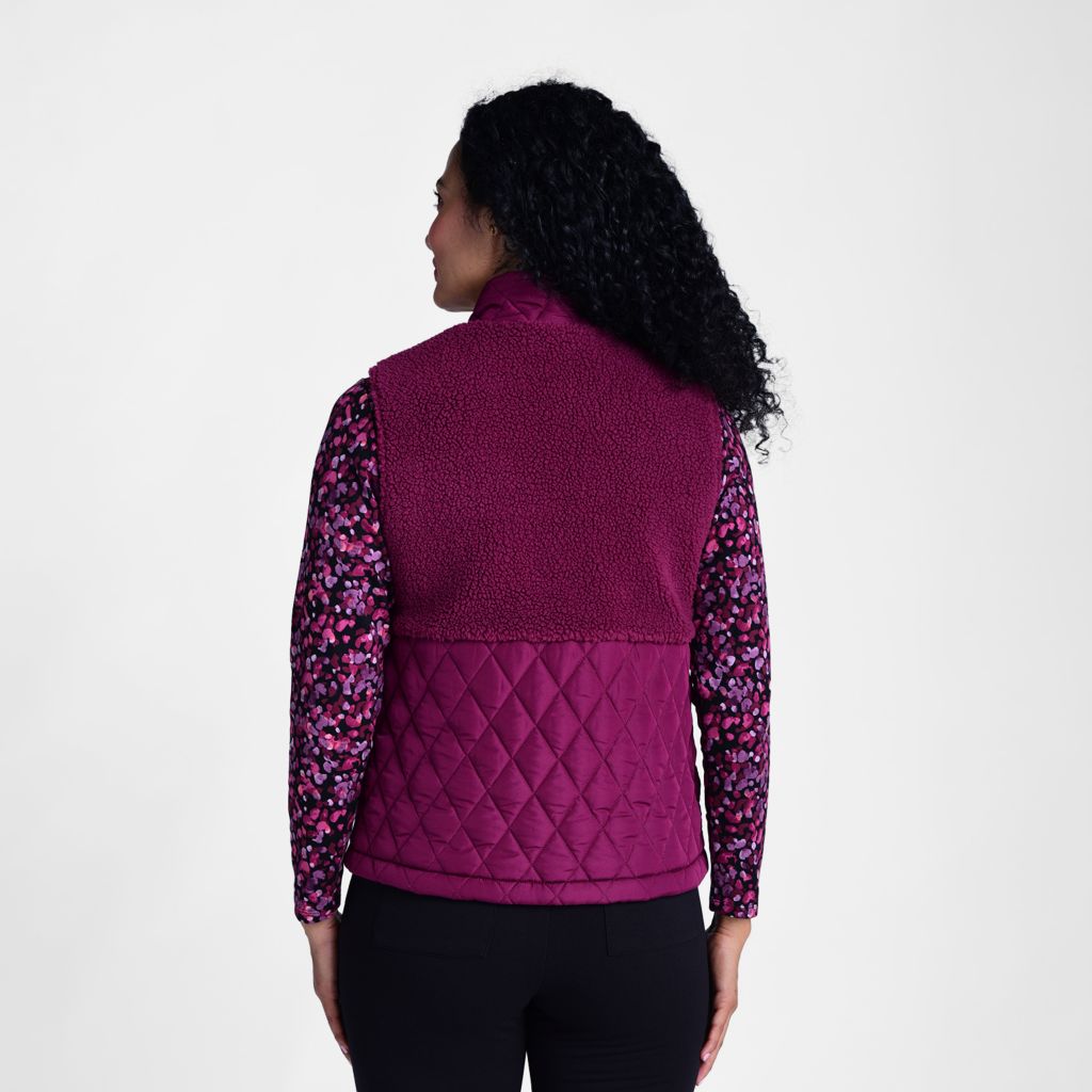 Christopher & Banks Relaxed Restyled Mixed Media Quilted Sherpa Vest