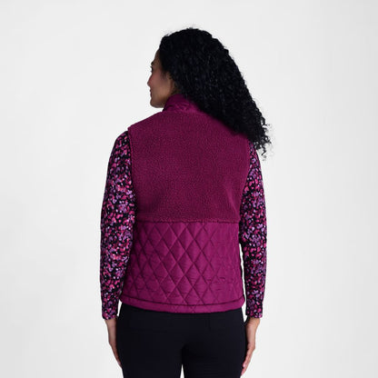 Christopher & Banks Relaxed Restyled Mixed Media Quilted Sherpa Vest