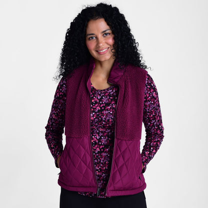 Christopher & Banks Relaxed Restyled Mixed Media Quilted Sherpa Vest