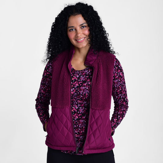 Christopher & Banks Relaxed Restyled Mixed Media Quilted Sherpa Vest