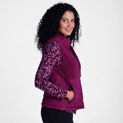 Christopher & Banks Relaxed Restyled Mixed Media Quilted Sherpa Vest