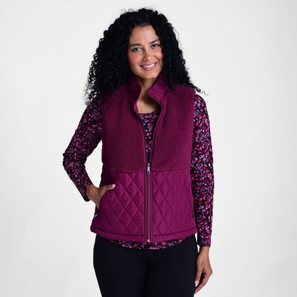 Christopher & Banks Relaxed Restyled Mixed Media Quilted Sherpa Vest