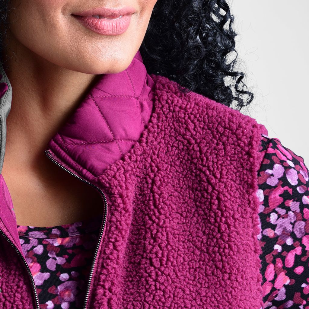 Christopher & Banks Relaxed Restyled Mixed Media Quilted Sherpa Vest