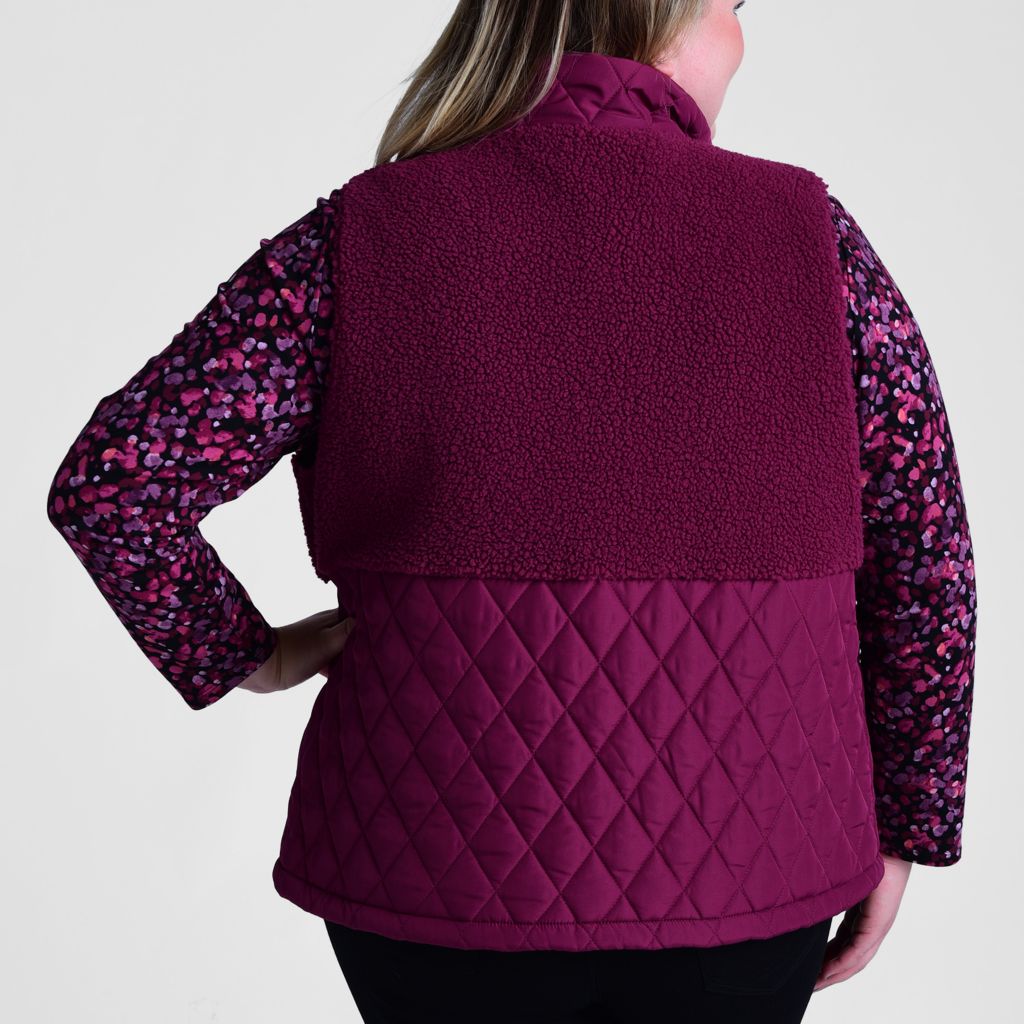 Christopher & Banks Relaxed Restyled Mixed Media Quilted Sherpa Vest