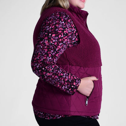 Christopher & Banks Relaxed Restyled Mixed Media Quilted Sherpa Vest