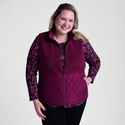 Christopher & Banks Relaxed Restyled Mixed Media Quilted Sherpa Vest