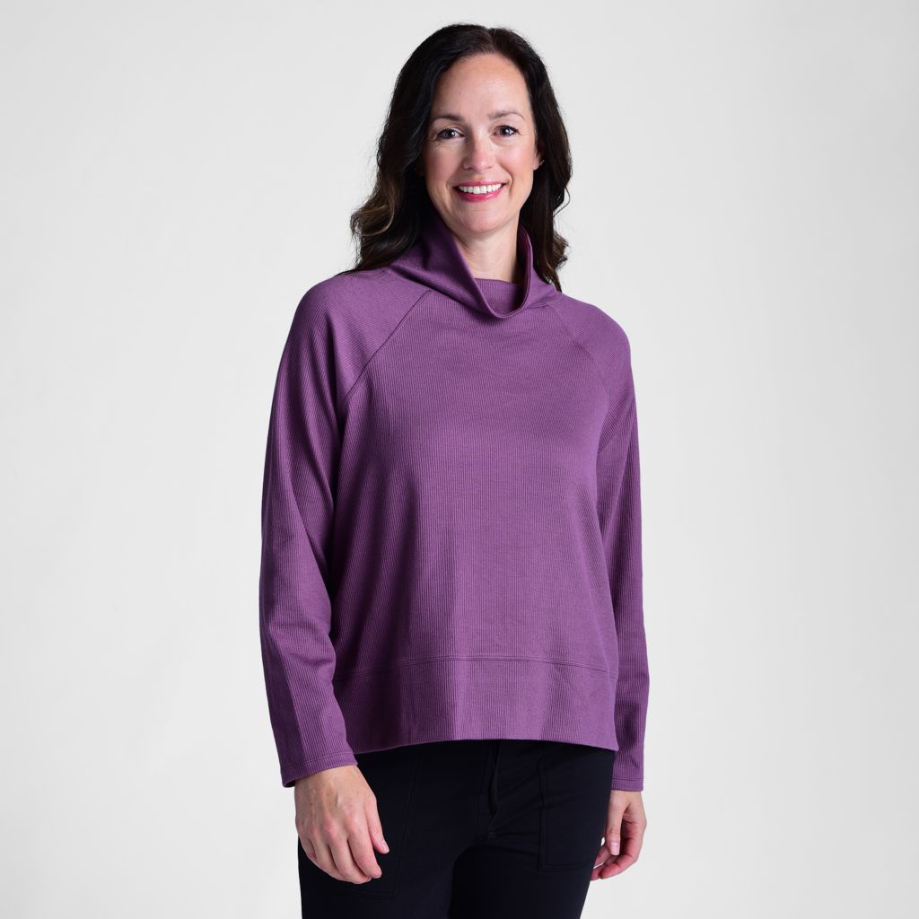 Christopher & Banks Relaxed Restyled Ribbed Turtleneck Top