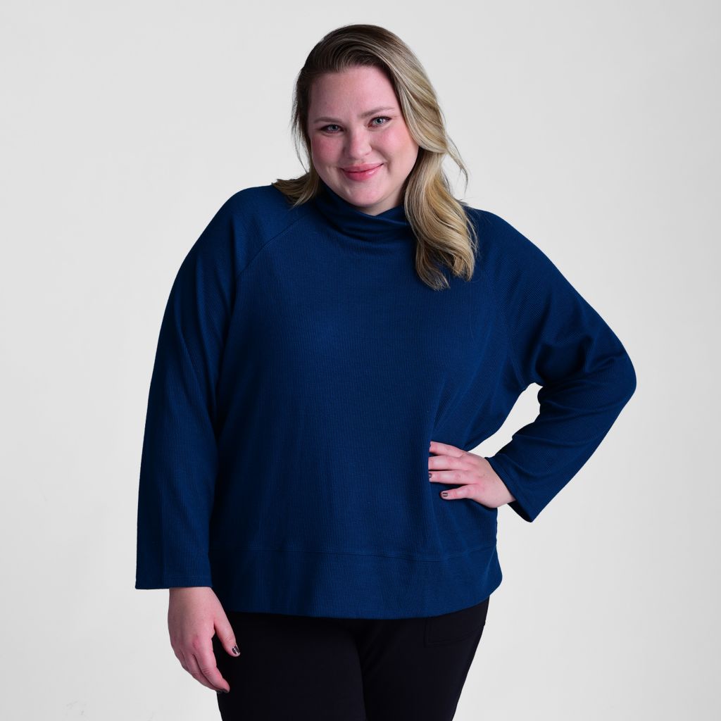 Christopher & Banks Relaxed Restyled Ribbed Turtleneck Top