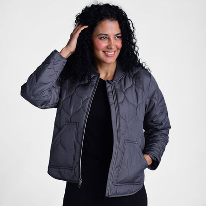 Christopher & Banks Relaxed Restyled Ornament Quilted Zip Front Jacket