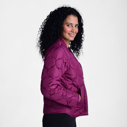 Christopher & Banks Relaxed Restyled Ornament Quilted Zip Front Jacket