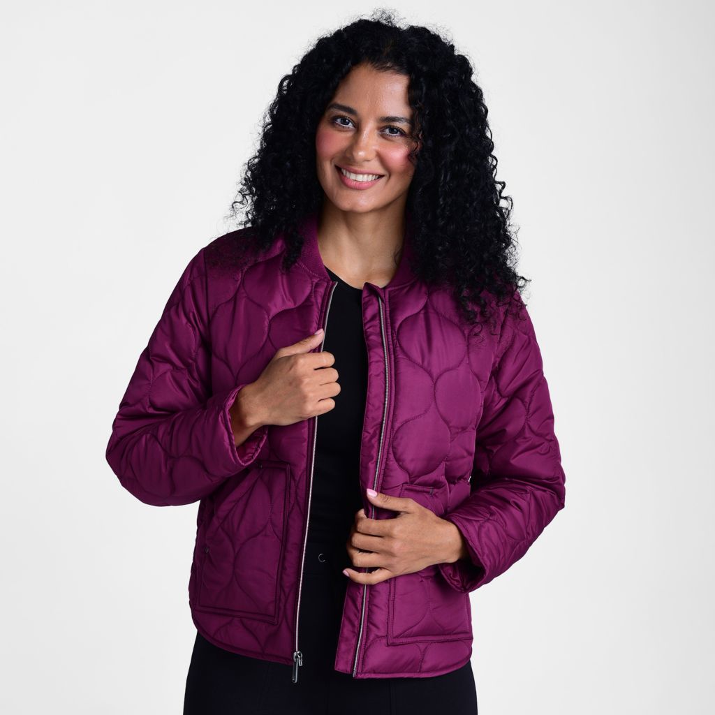 Christopher & Banks Relaxed Restyled Ornament Quilted Zip Front Jacket