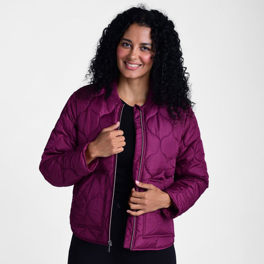 Christopher & Banks Relaxed Restyled Ornament Quilted Zip Front Jacket