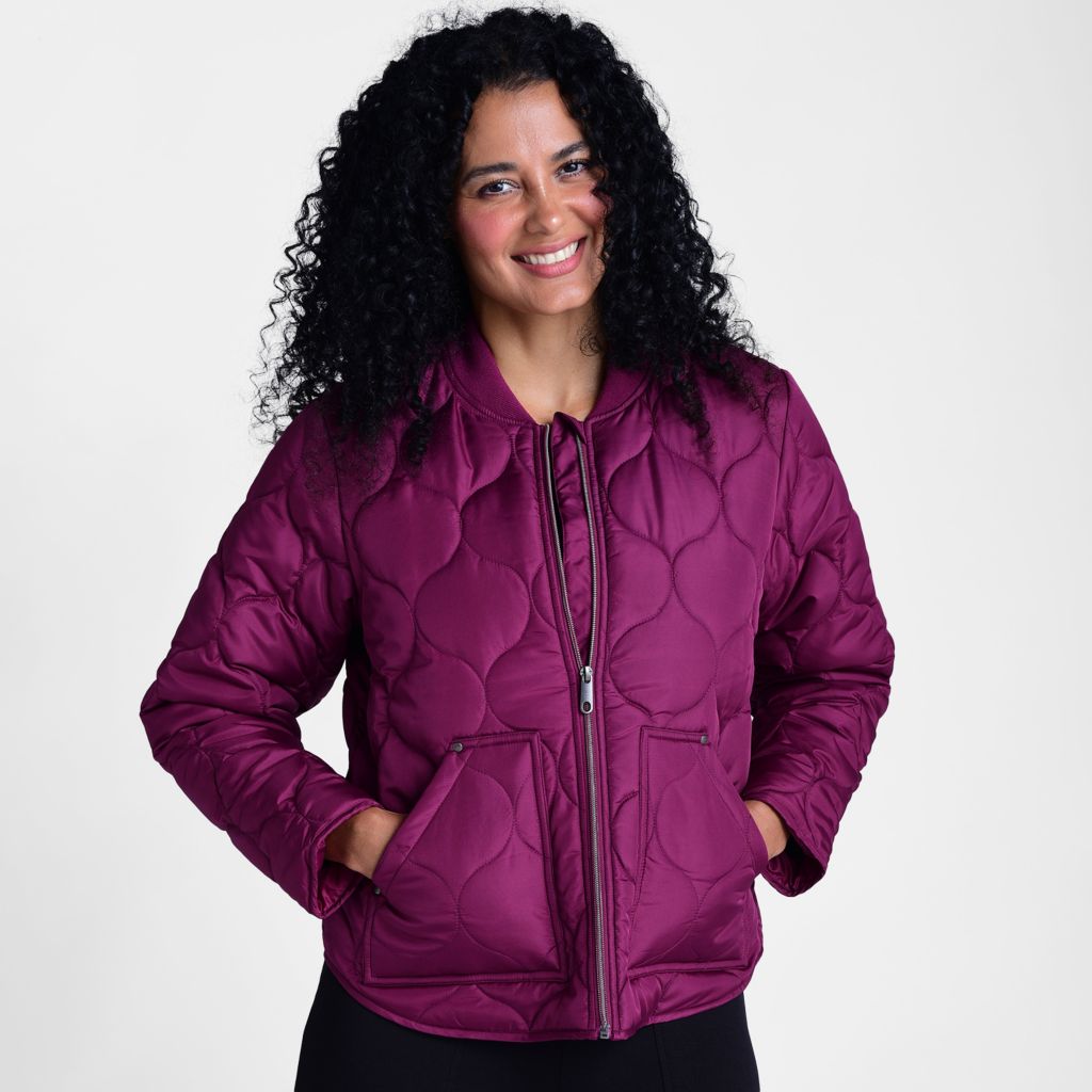 Christopher & Banks Relaxed Restyled Ornament Quilted Zip Front Jacket