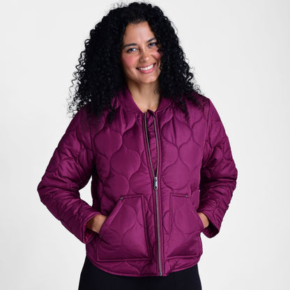 Christopher & Banks Relaxed Restyled Ornament Quilted Zip Front Jacket