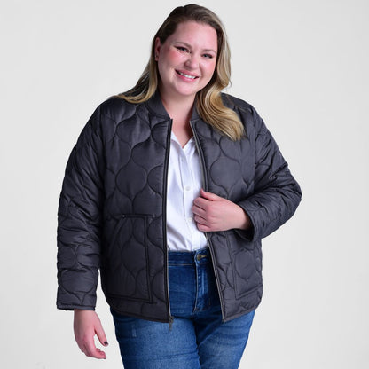 Christopher & Banks Relaxed Restyled Ornament Quilted Zip Front Jacket