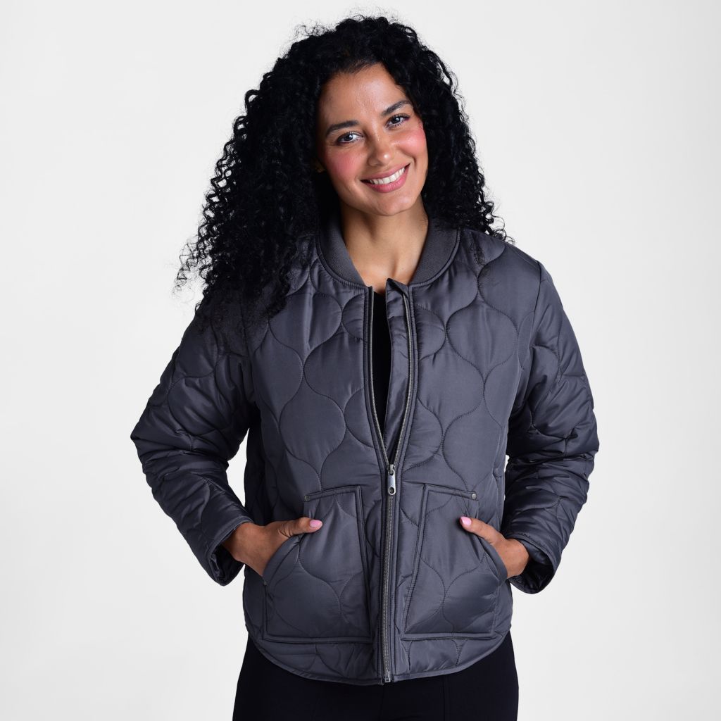 Christopher & Banks Relaxed Restyled Ornament Quilted Zip Front Jacket