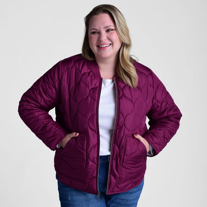 Christopher & Banks Relaxed Restyled Ornament Quilted Zip Front Jacket