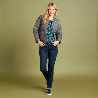 Christopher & Banks Relaxed Restyled Ornament Quilted Zip Front Jacket