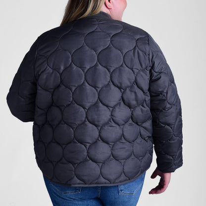 Christopher & Banks Relaxed Restyled Ornament Quilted Zip Front Jacket