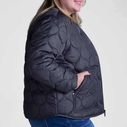 Christopher & Banks Relaxed Restyled Ornament Quilted Zip Front Jacket