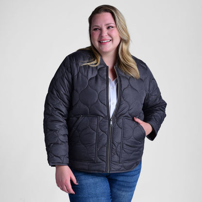 Christopher & Banks Relaxed Restyled Ornament Quilted Zip Front Jacket