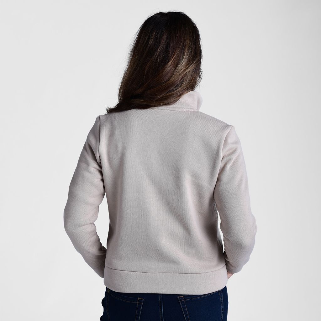 Christopher & Banks Relaxed Restyled Zip Front Quilted Knit Sleeve Jacket