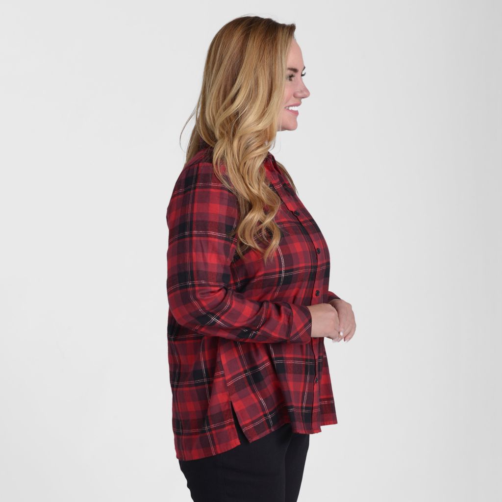 Christopher & Banks Pleat Back Plaid Button Up
