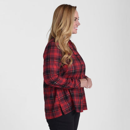Christopher & Banks Pleat Back Plaid Button Up