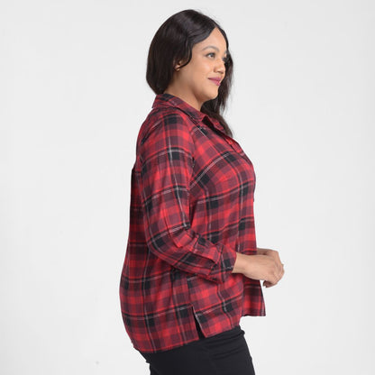 Christopher & Banks Pleat Back Plaid Button Up
