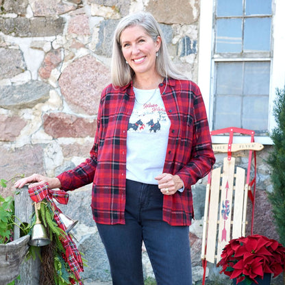 Christopher & Banks Pleat Back Plaid Button Up